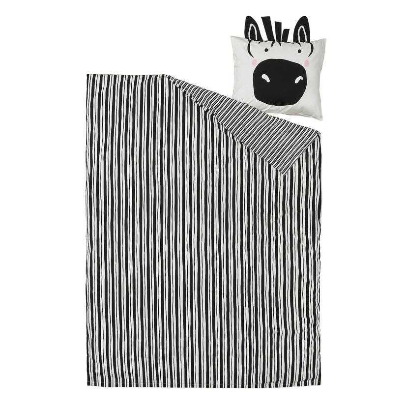 NATTHÄGER — Пододеяльник и наволочка, черно-бело-зебровый