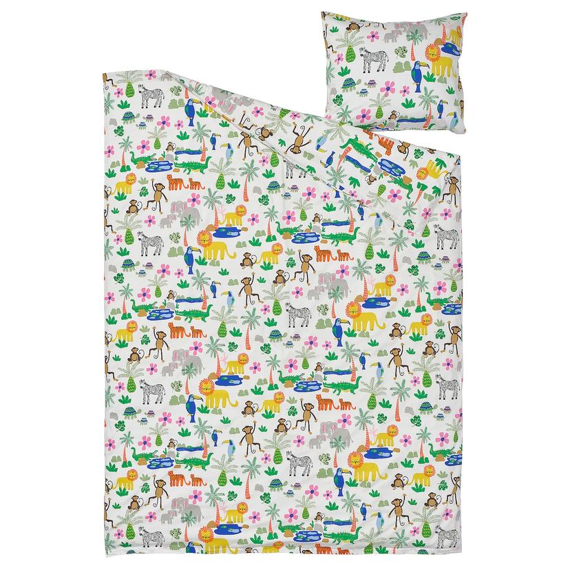 NATTHÄGER — Пододеяльник и наволочка, разноцветные/в стиле джунглей.