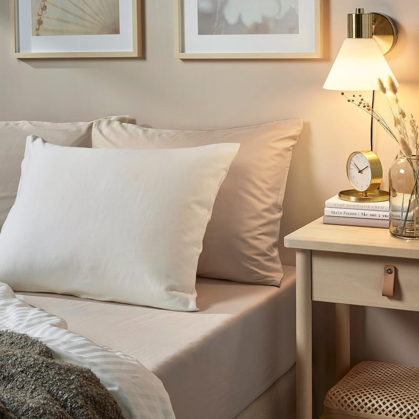 NATTJASMIN — простыня натяжная, светло-бежевый, 160x200 см