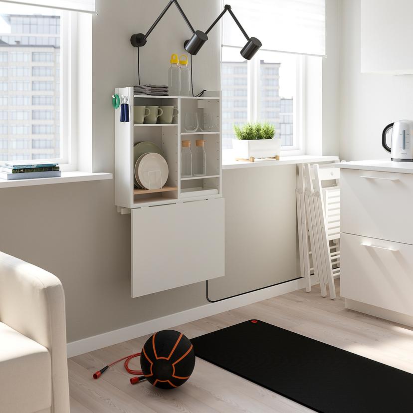 NORBERG — стол стенного крепежа/откидная пола, белый, 64x60 см