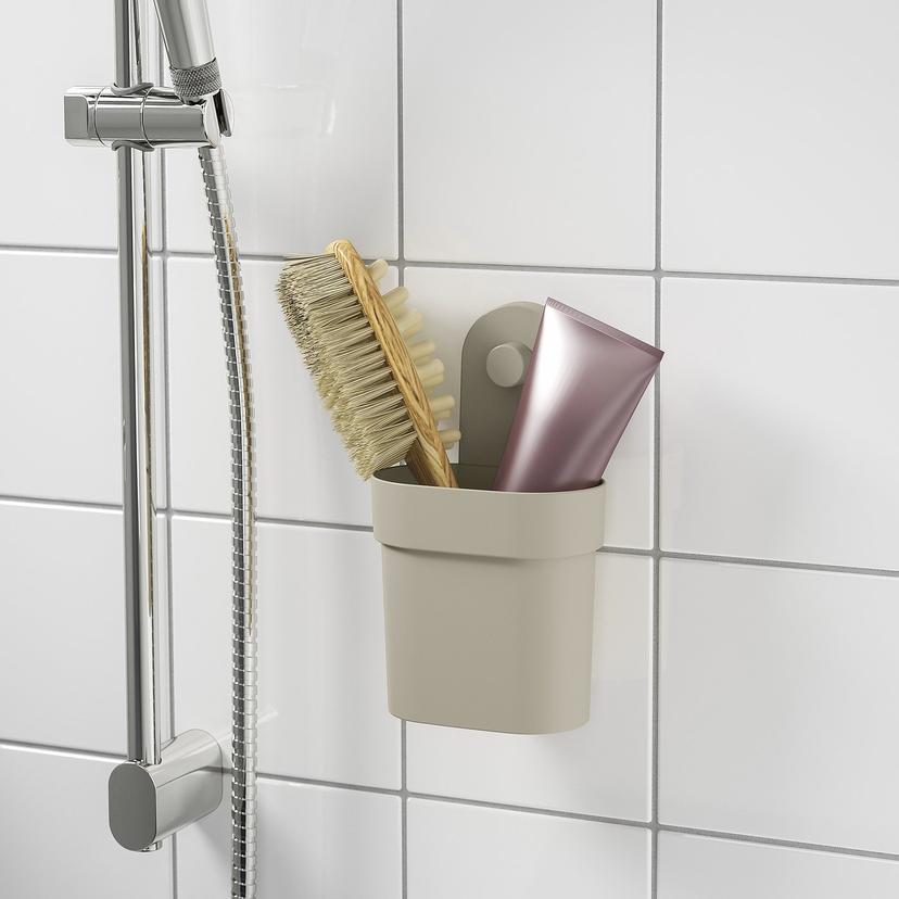 ÖBONÄS — Контейнер с присоской, серо-бежевый.