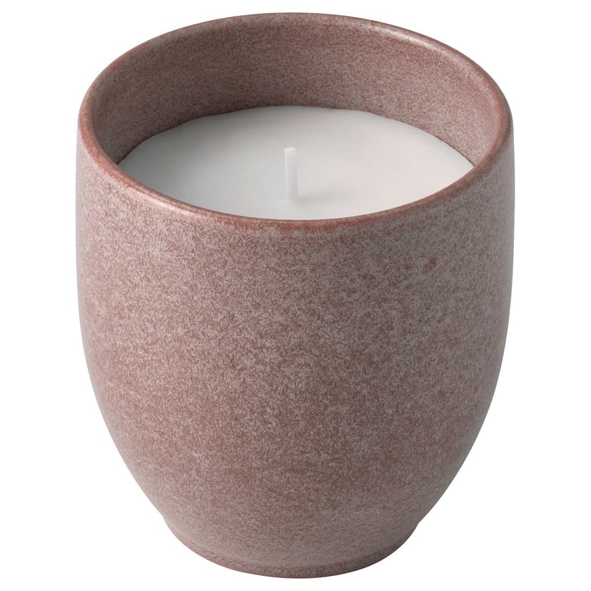PÄRLHÖNA — Świeca zapachowa w ceramice, Róża & goździk różowy,