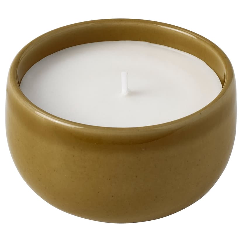 PÄRLHÖNA — Świeca zapachowa w ceramice, Róża & goździk żółty,