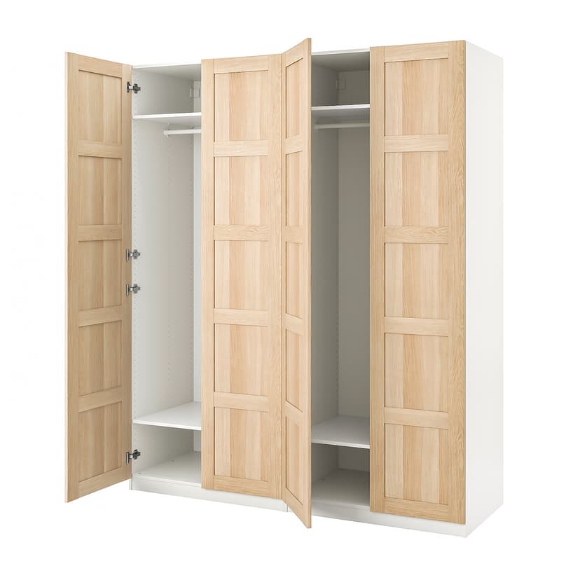 PAX / BERGSBO — гардероб, белый/под беленый дуб, 200x60x236 см