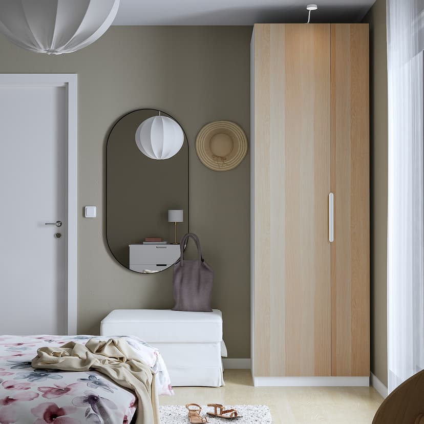 PAX / FORSAND — гардероб, комбинация, белый/под беленый дуб, 75x60x236 см