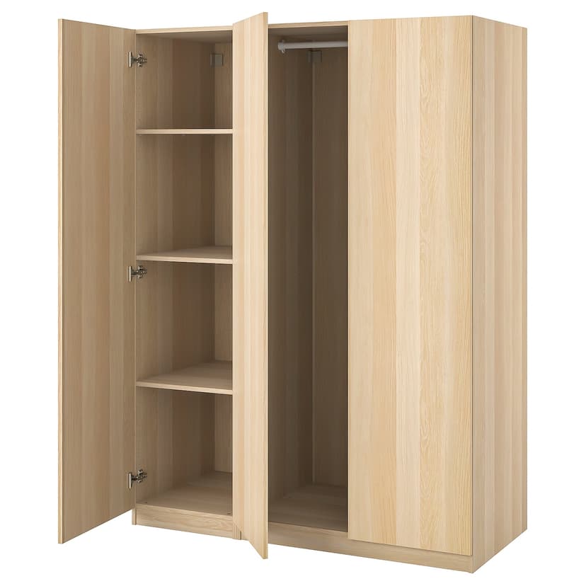 PAX / FORSAND — гардероб, комбинация, под беленый дуб/под беленый дуб, 150x60x201 см