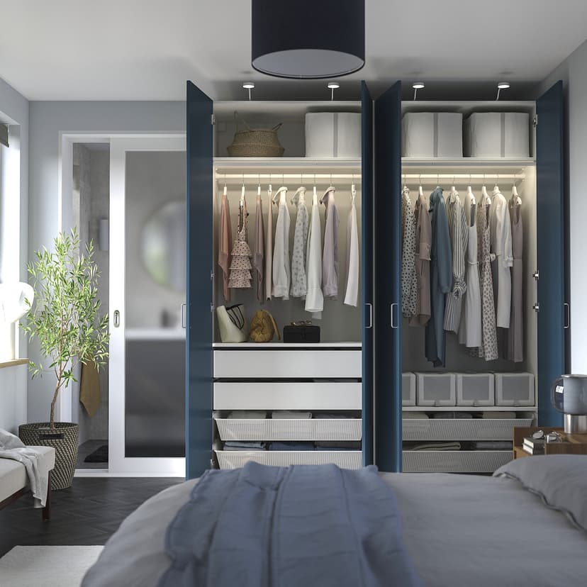 PAX / FYRUDDEN — гардероб, комбинация, белый/белый, 200x60x236 см