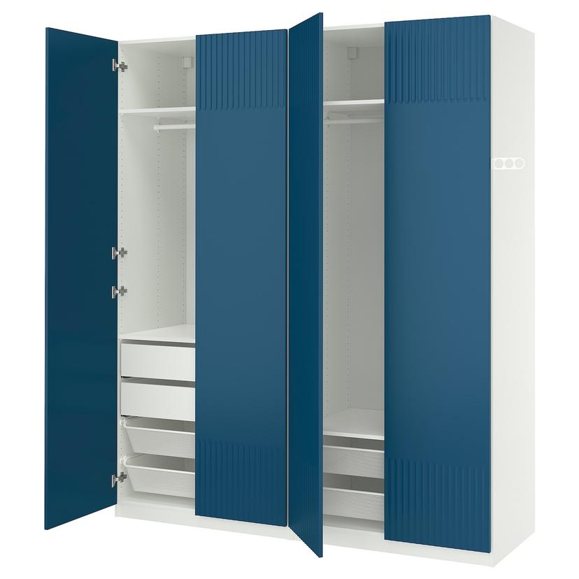 PAX / FYRUDDEN — гардероб, комбинация, белый/белый, 200x60x236 см