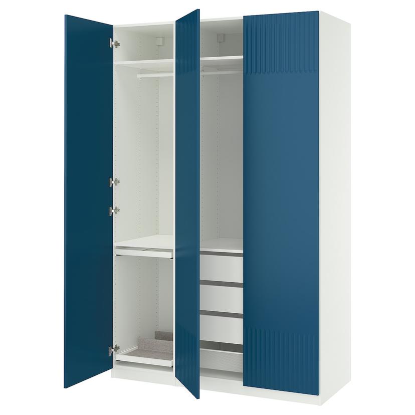 PAX / FYRUDDEN — гардероб, комбинация, белый/синий, 150x60x236 см
