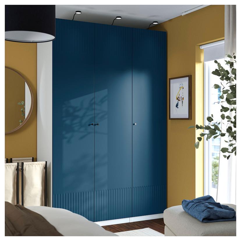 PAX / FYRUDDEN — гардероб, комбинация, белый/синий, 150x60x236 см