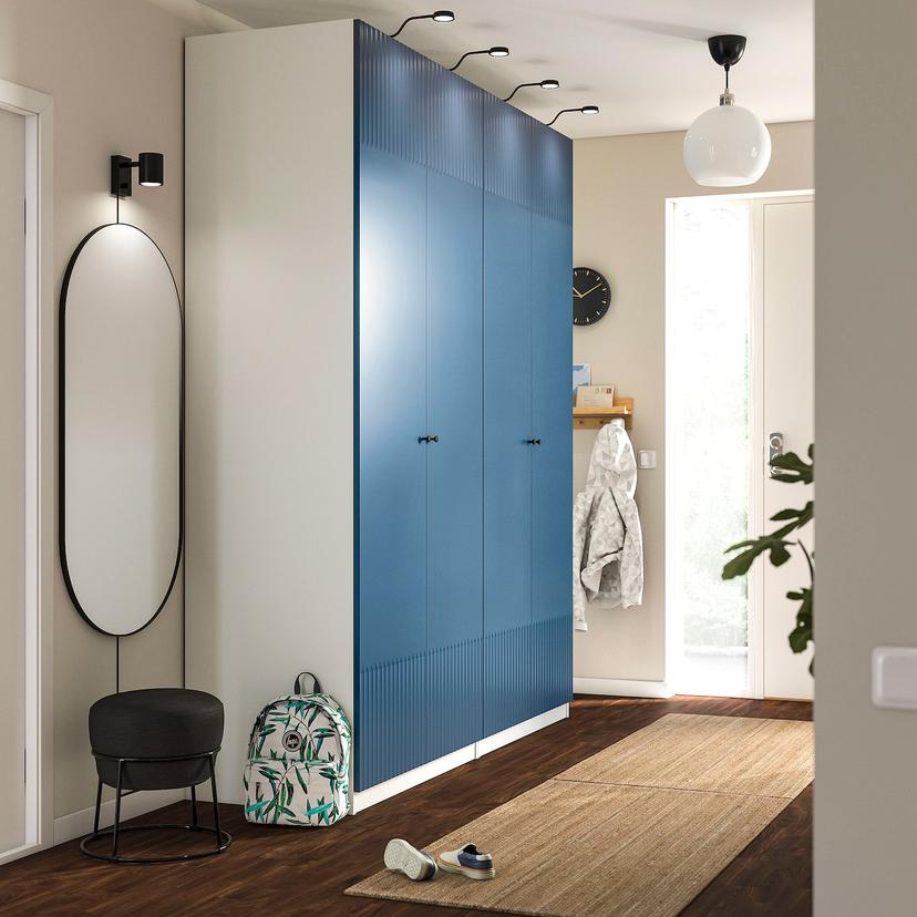 PAX / FYRUDDEN — гардероб, комбинация, белый/синий, 200x60x236 см