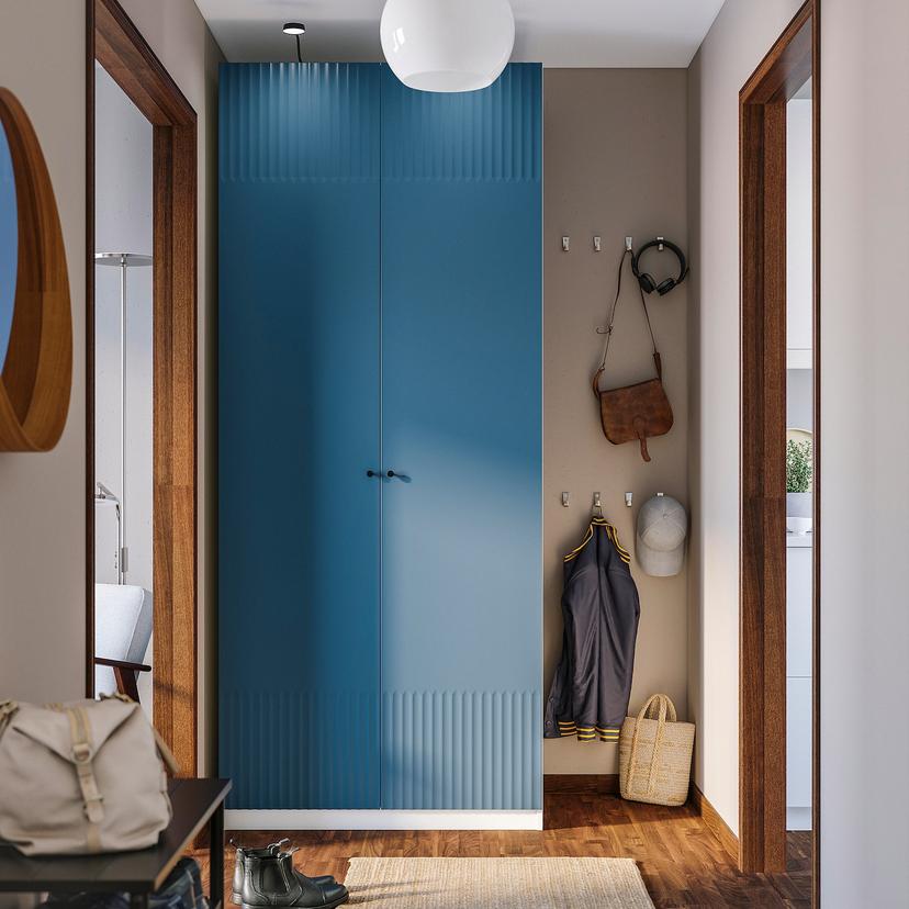 PAX / FYRUDDEN — гардероб, комбинация, белый/синий, 100x60x236 см