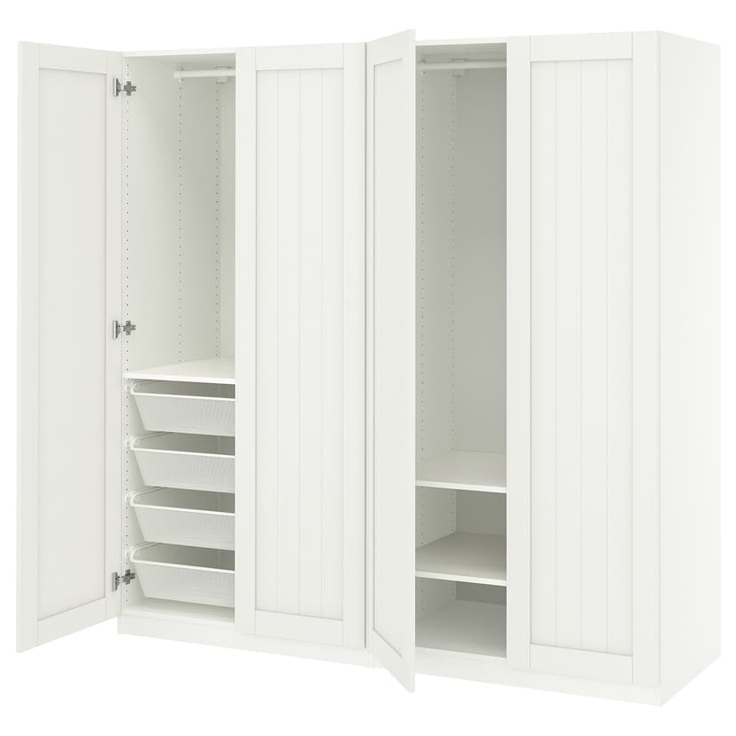 PAX / GULLABERG — гардероб, комбинация, белый/белый, 200x60x201 см