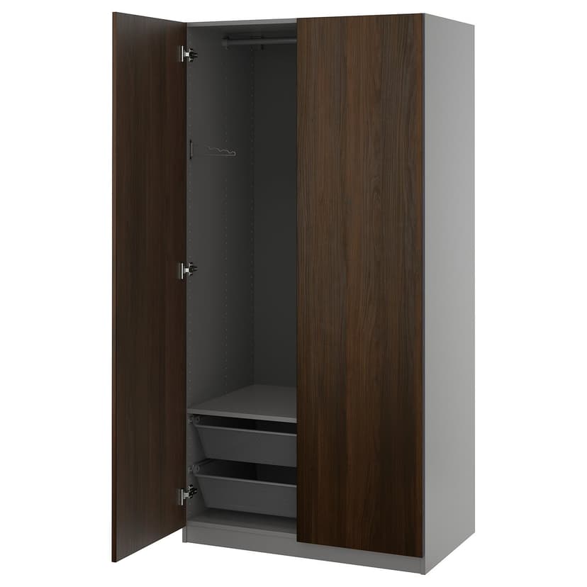 PAX / STORKLINTA — Kombinacja szafy, ciemnoszary/ciemnobrązowy bejcowany dąb, imitacja,
