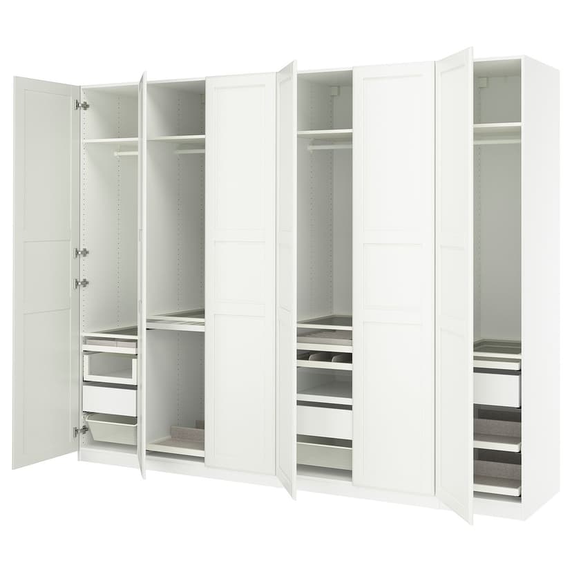 PAX / TYSSEDAL — гардероб, комбинация, белый/белый, 300x60x236 см