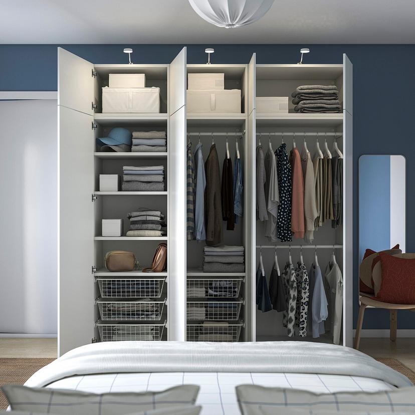 PLATSA — гардероб с 8 дверями, белый/Fonnes белый, 200x57x221 см