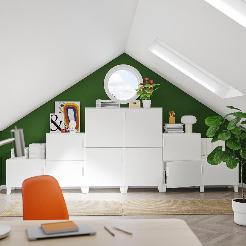 PLATSA — гардероб с 10 дверями, белый/Fonnes белый, 360x42x133 см