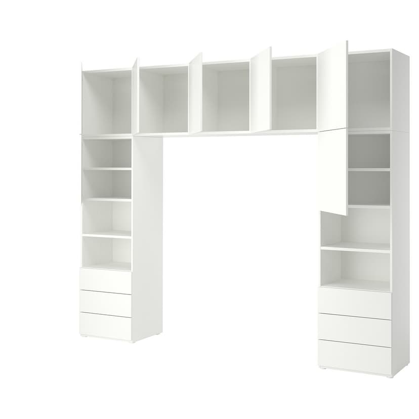 PLATSA — Szafa 7 drzwi+6 szuflad, biały/Fonnes biały,