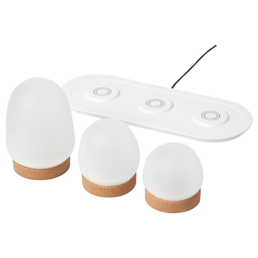 PRAKTSPIREA — подсветка декоративная, 4 предм., с подставкой для зарядки