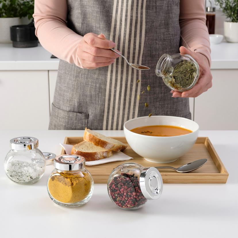 RAJTAN — банка для специй, стекло/цвет алюминия, 15 сл