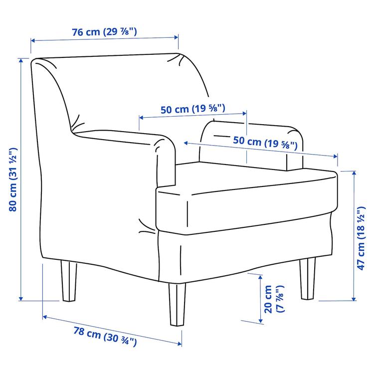 кресло + табурет для ног, Blekinge белый dimensions