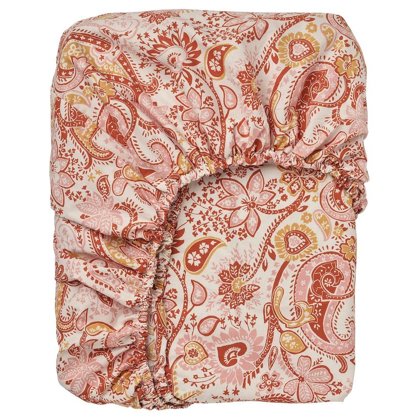 RODGERSIA — Prześcieradło z gumką, różowy/biały,