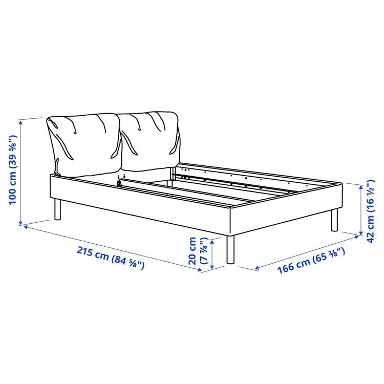 каркас кровати с обивкой dimensions