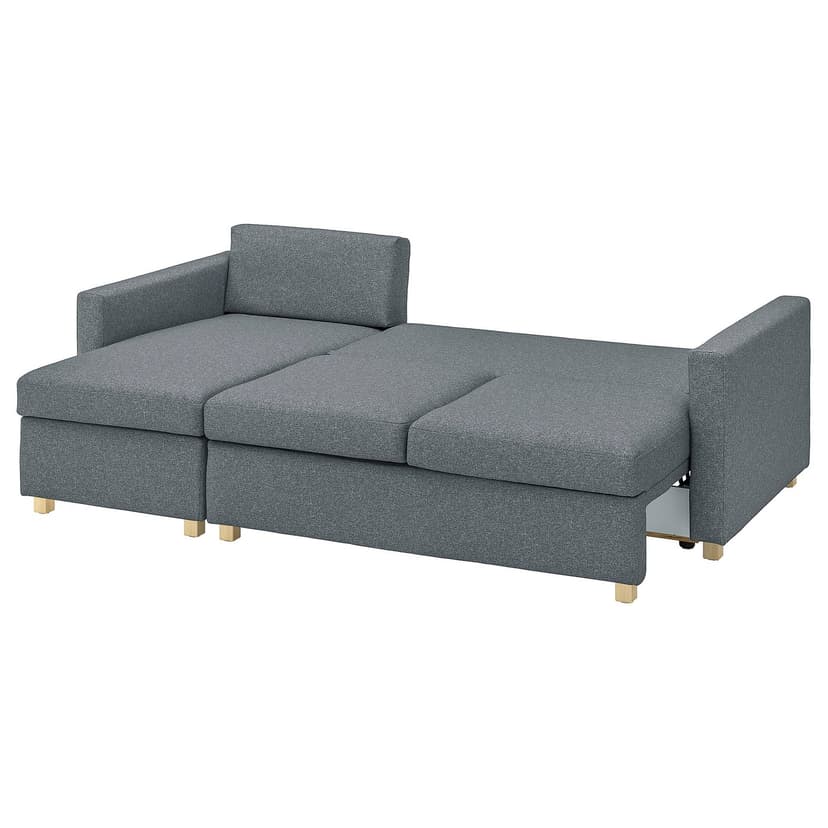 SALTSJÖBADEN — 3-os sofa rozkładana z szezlongiem, Gunnared średnioszary,