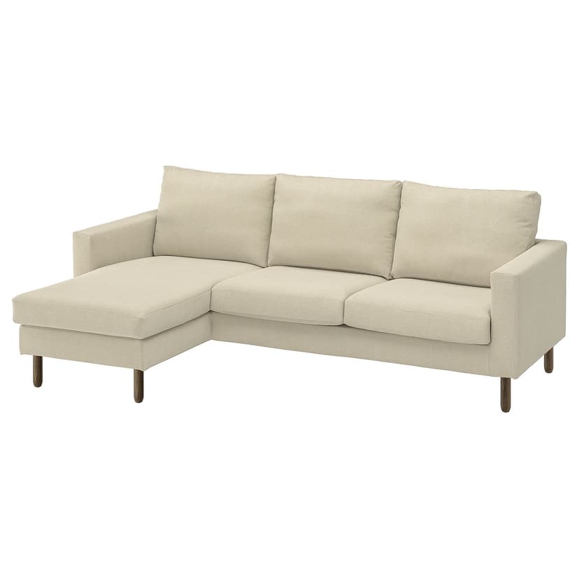 SALTSJÖBADEN — Sofa 3-osobowa z szezlongiem, Fridtuna jasnobeżowy,
