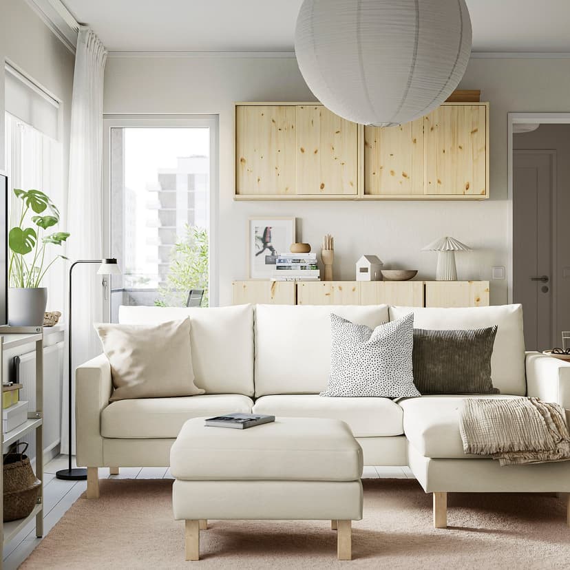 SALTSJÖBADEN — Sofa 3-osobowa z szezlongiem, Tonerud czerwonobrązowy,