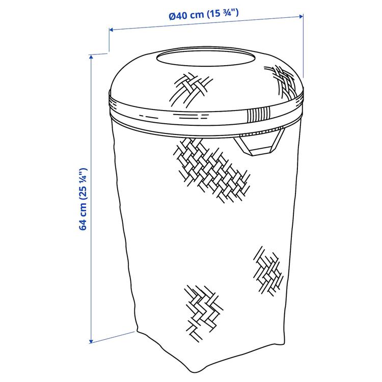корзина для белья, ручная работа бамбук, 50 л dimensions