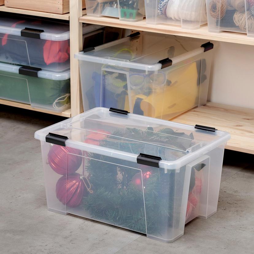 SAMLA — Контейнер с крышкой/защелкой, прозрачный/черный