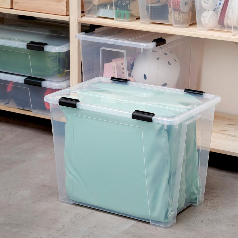 SAMLA — Контейнер с крышкой/защелкой, прозрачный/черный