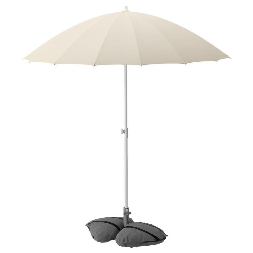 SAMSÖ / IGGÖN — зонт от солнца с опорой, наклонный бежевый/темно-серый, 200 см