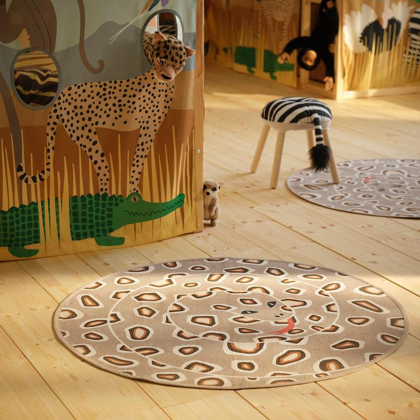 SANDLÖPARE — ковёр безворсовый, светло-коричневый/рисунок «змея», 100 см