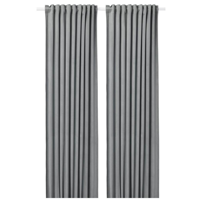 SANDSVINGEL — Шторы, 2 шт., серые/с лентой