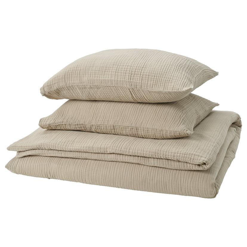 SCHERSMIN — Пододеяльник и 2 наволочки, бежевого цвета.