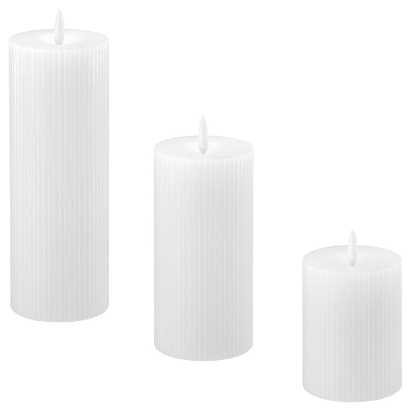 SILVERMÅS — Świeca kolumnowa LED, zestaw 3 szt., na baterie biały,