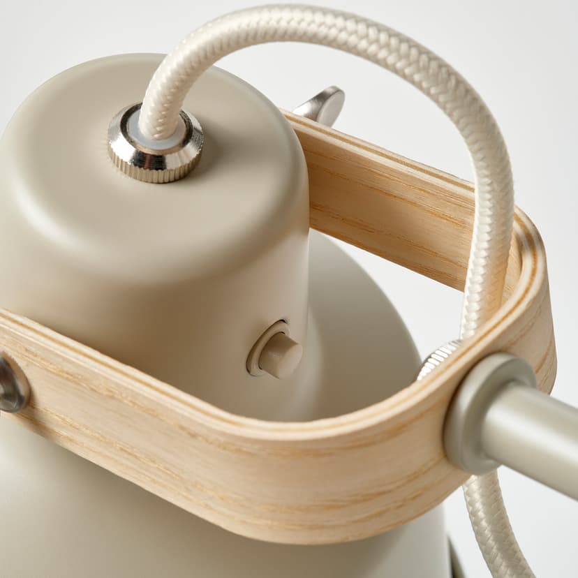 SJÖMAKT — Lampa podłogowa 2-punktowa, beżowy/jesion,