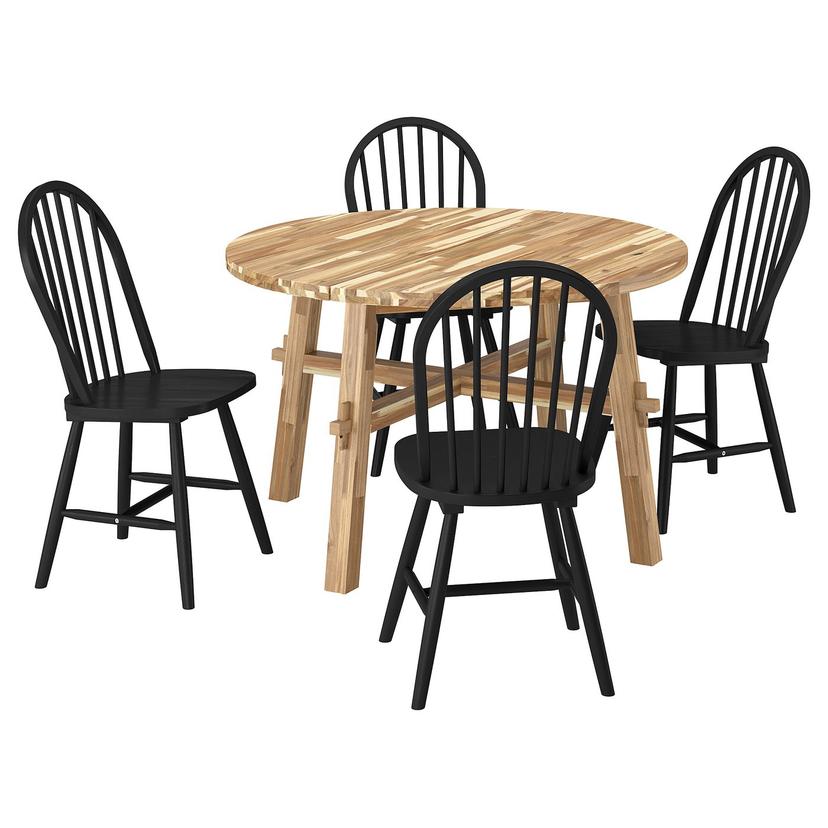 SKOGSTA / SKOGSTA — Stół i 4 krzesła, akacja/czarny,