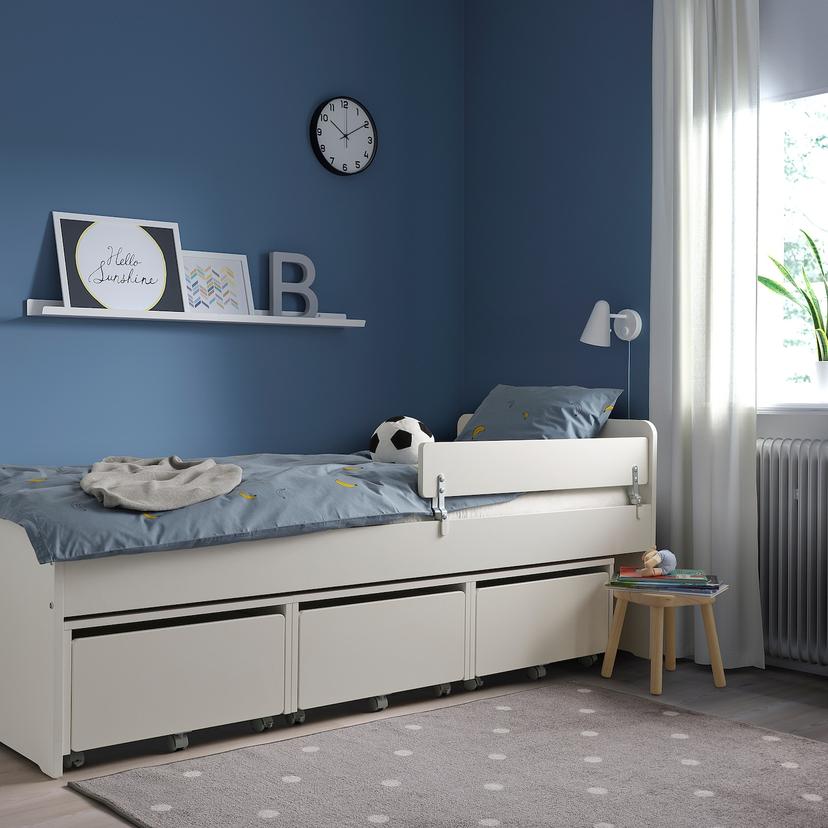 SLÄKT / NATTAPA — каркас кровати+перекладина+рееч дно, белый, 90x200 см