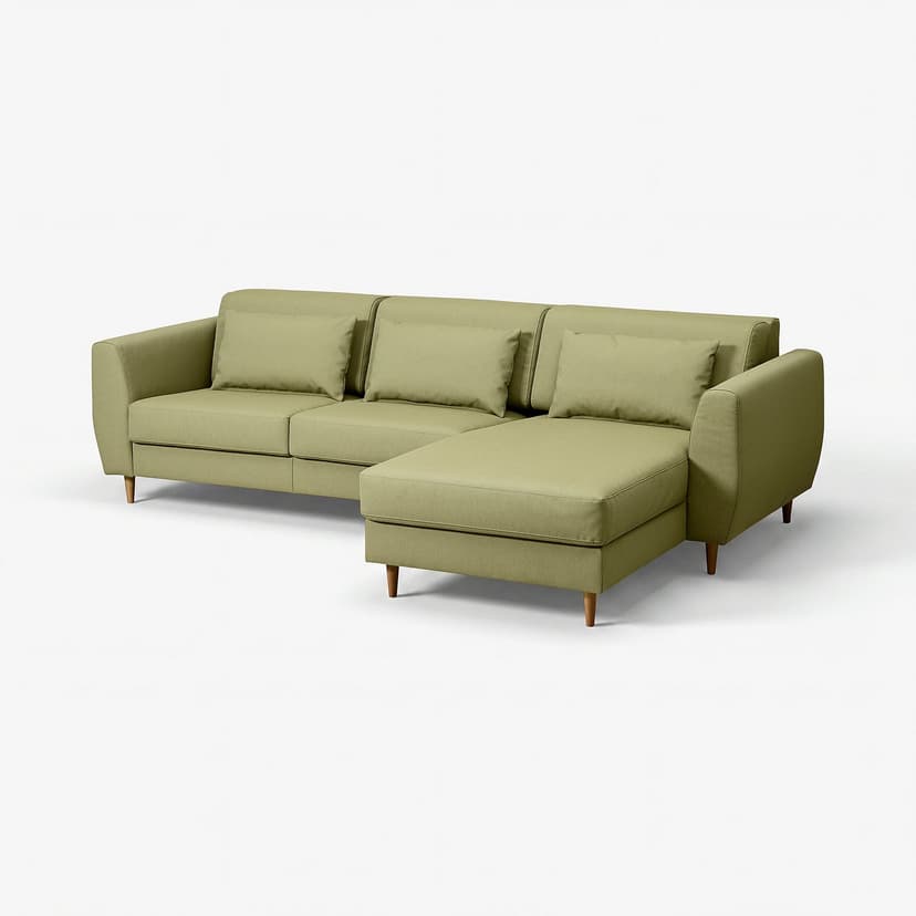 SLATORP — Sofa 3-osobowa z szezlongiem, Vissle żółto-zielony,