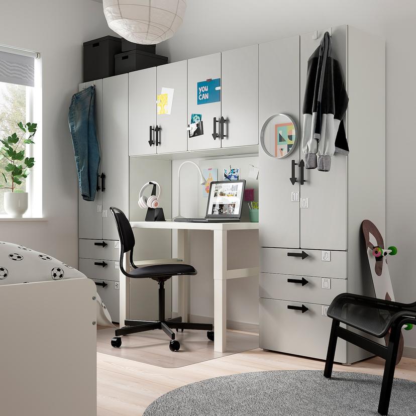 SMÅSTAD / PLATSA — комбинация д/хранения, белый/серый, 240x42x181 см