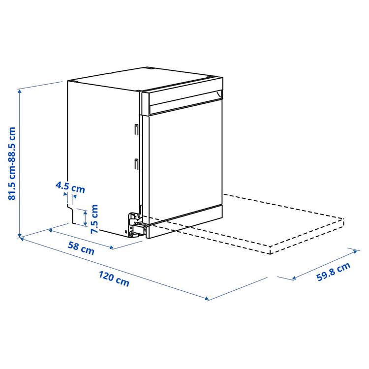 встраиваемая посудомоечная машина, IKEA 500 цвет нержавеющей стали, 60 см dimensions