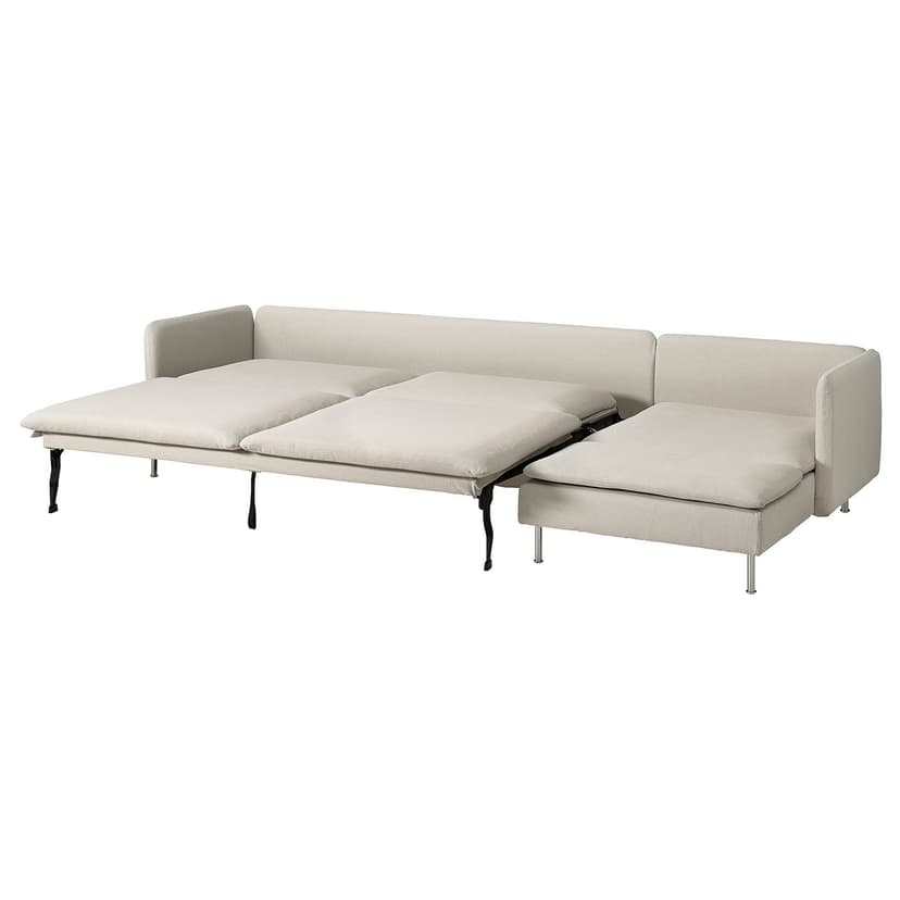 SÖDERHAMN — 4-osobowa sofa rozkładana, z szezlongiem/Fridtuna jasnobeżowy,