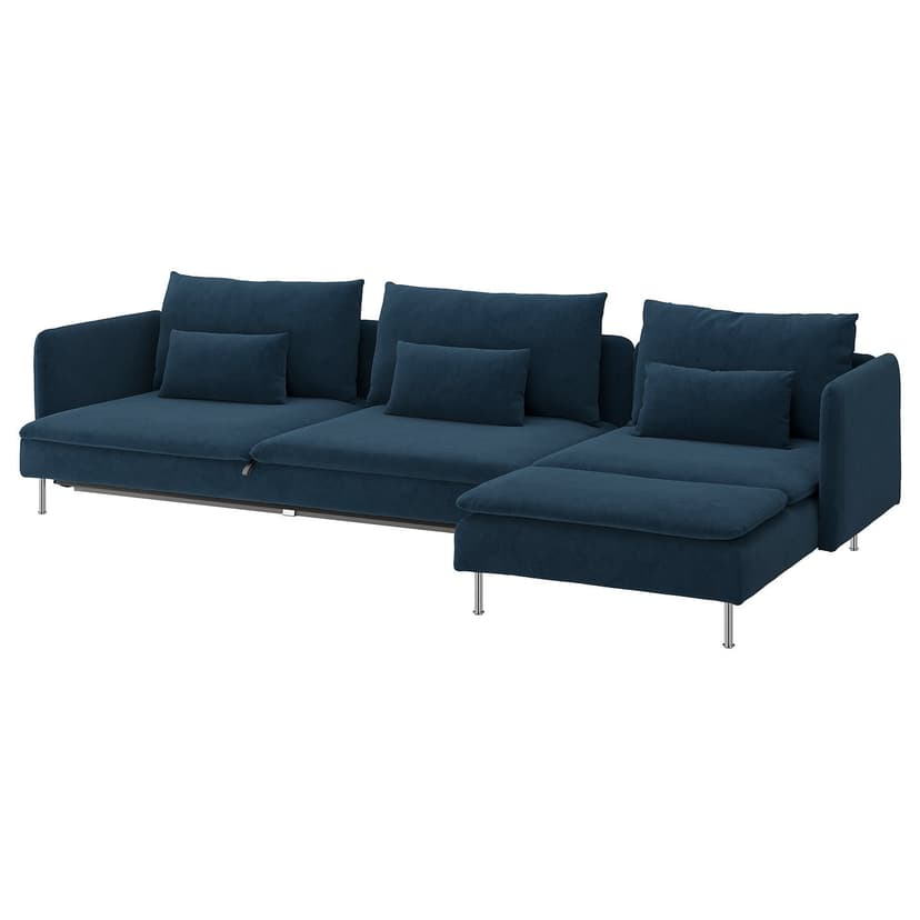 SÖDERHAMN — 4-osobowa sofa rozkładana, z szezlongiem/Kelinge granatowy,
