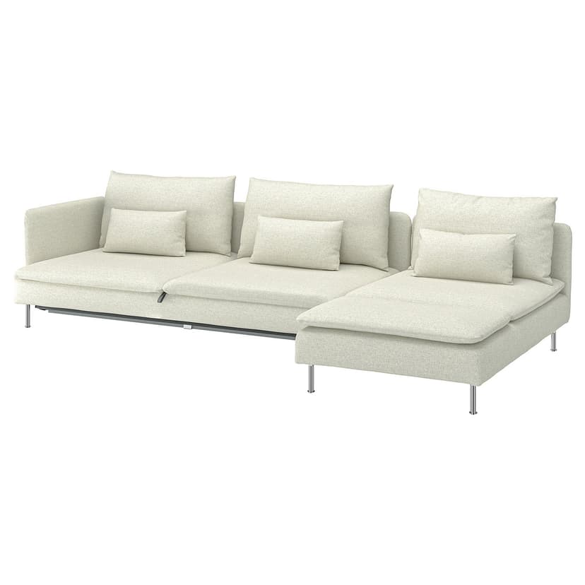 SÖDERHAMN — 4-osobowa sofa rozkładana, z szezlongiem z otwartym końcem/Gunnared beżowy,
