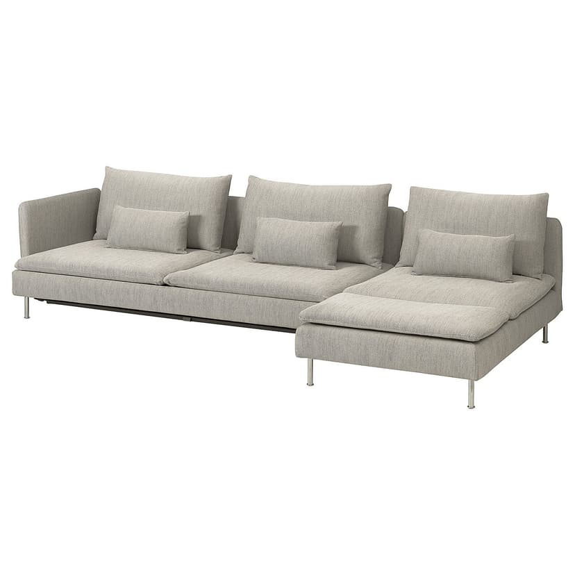 SÖDERHAMN — 4-osobowa sofa rozkładana, z szezlongiem z otwartym końcem/Viarp beż/brąz,