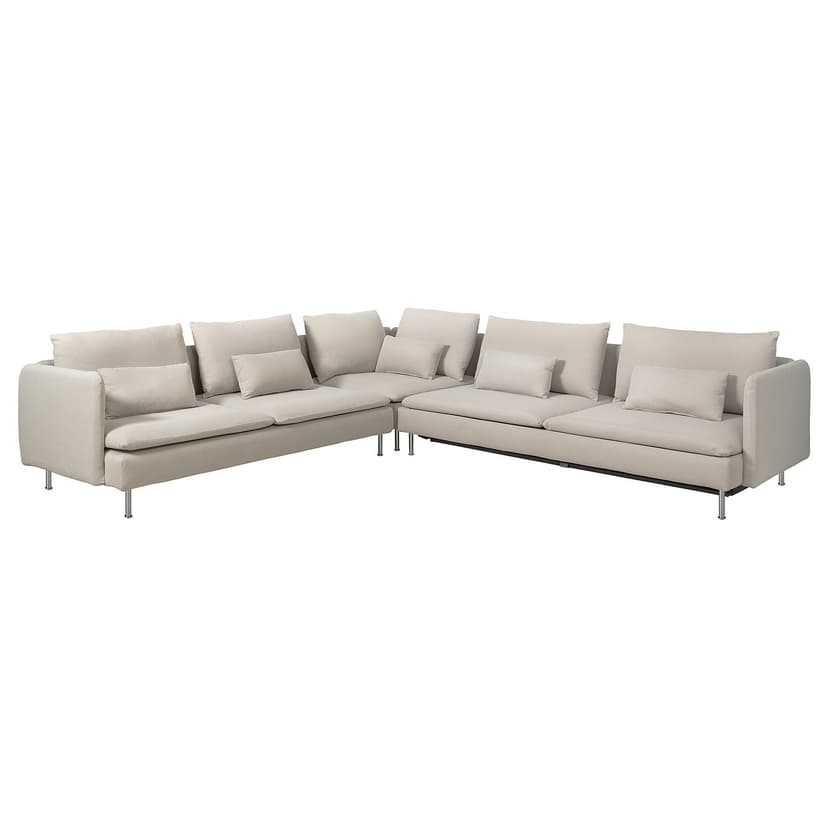 SÖDERHAMN — Narożna sofa rozkładana, 6-osobowa, Fridtuna jasnobeżowy,