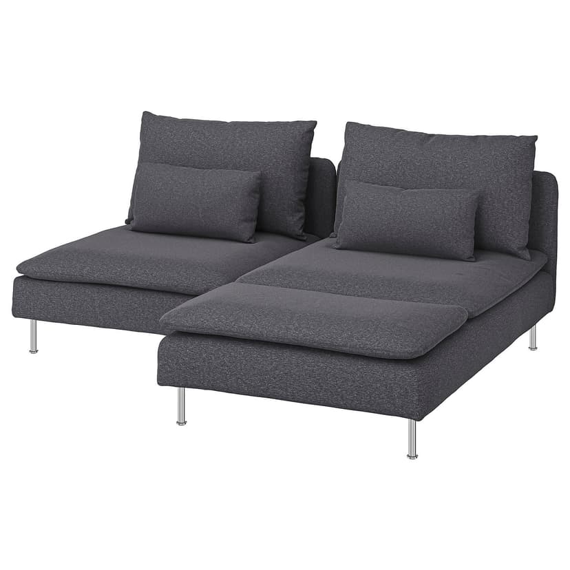 SÖDERHAMN — Sofa 2-osobowa z szezlongiem, Gunnared średnioszary,
